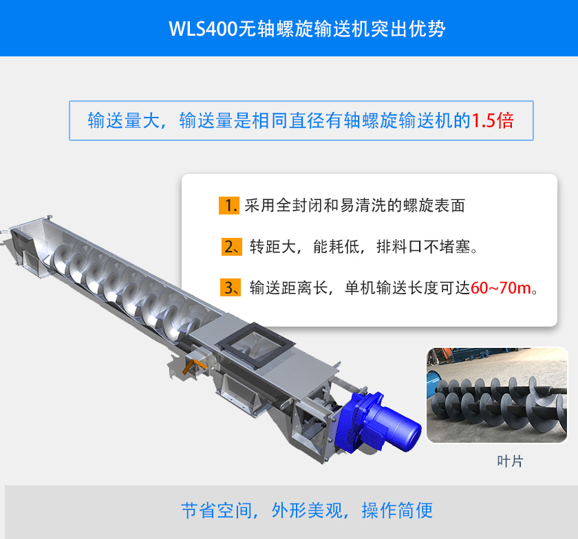WLS400无轴螺旋输送机突出优势