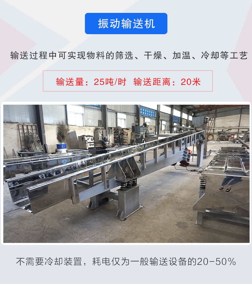 输送过程中可实现物料的筛选、干燥、加温、冷却等工艺